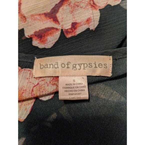 Band Of Gypsies Womens S Black Sheer Floral Kimono Duster Open Boho Whimsigoth - Picture 6 of 6